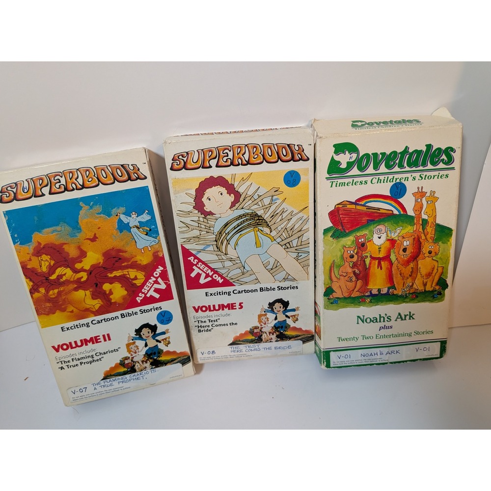 Vintage Superbook and Dovetales VHS Set Bible Stories Volumes 5 11 Noahs Ark